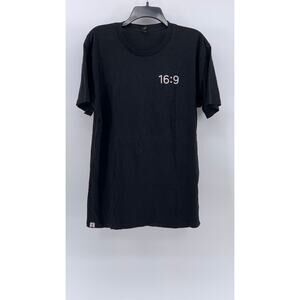 AS COLOUR Men's Black 16:9 Logo Crewneck Short Sleeve Casual T-Shirt SZ L